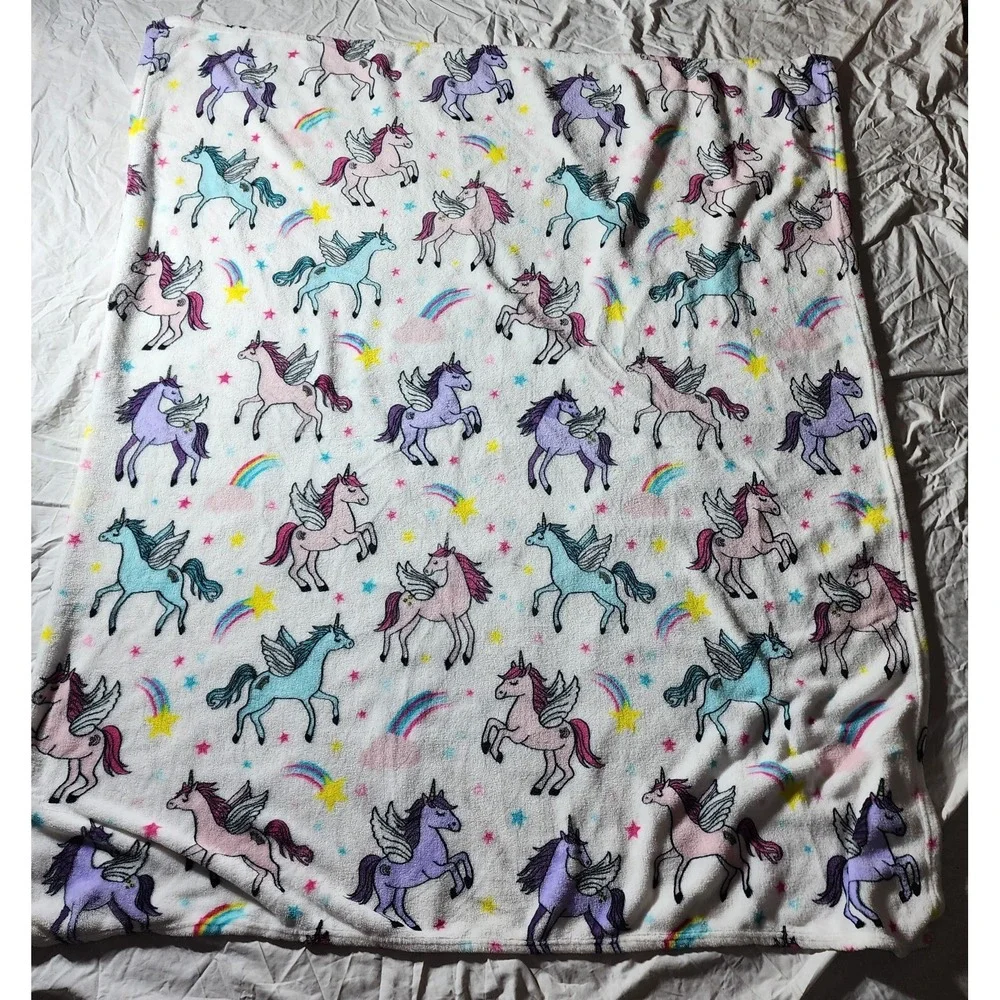 RT Designers Collection Unicorn Rainbow Stars Multicolor Throw Blanket 50